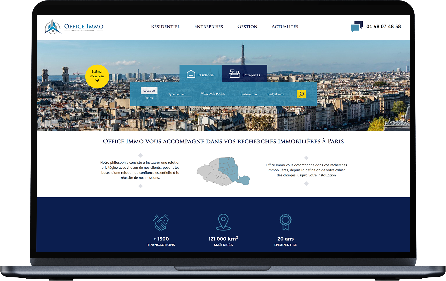 Refonte d'un site Internet immobilier résidentiel pour une agence Parisienne